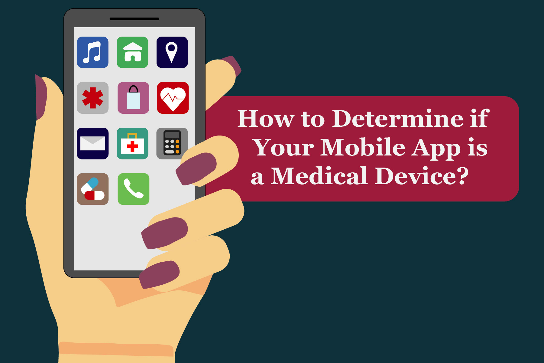 Mobile device being held with medical device apps on it