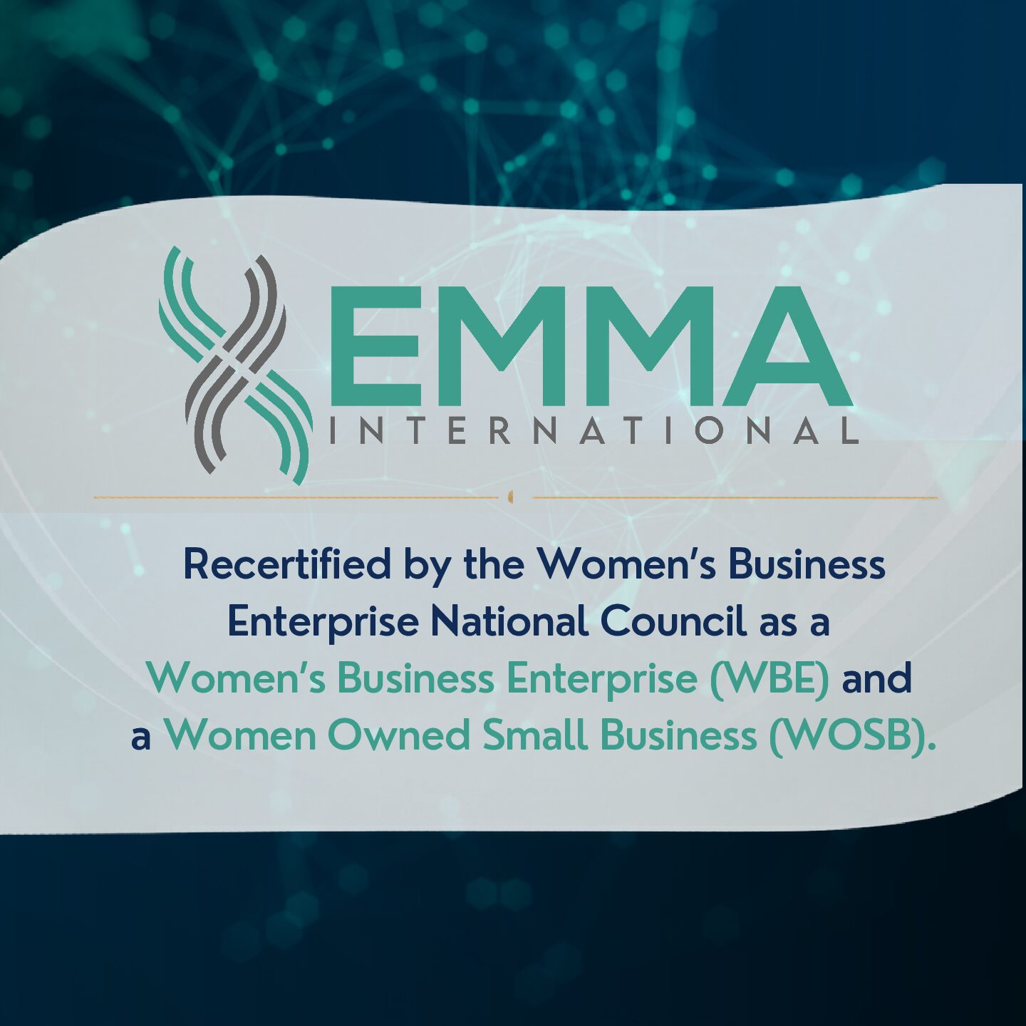 EMMA International Consulting Group, Inc. Recertified by the Women’s Business Enterprise National Council 